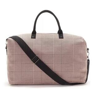 Lulu Dharma Women's Black Pink Plaid Frasier Weekender Travel Bag